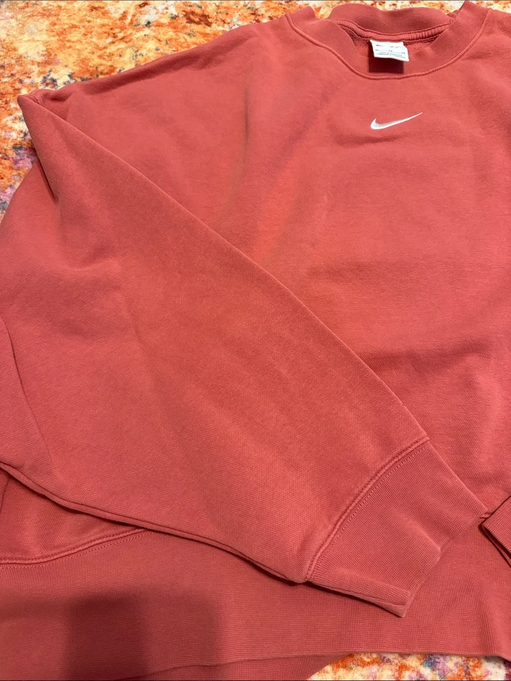 Nike Rust Cropped Crew Sweatshirt with Embroidered Swoosh - Picture 3 of 3